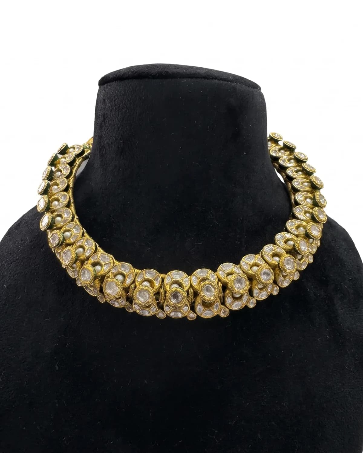 Chaand Diamond Polki Hasli in 18K gold — The whole turn, front
